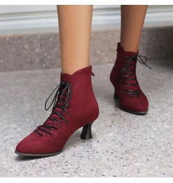 Women Vintage Ankle Boots with Zippers and Kitten Heels for Business/Dating Wine $29.32 Boots