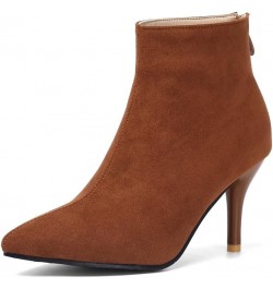 Back Zipper Stiletto – Faux Suede Mid Heel Ankle Boots: The Ideal Blend of Style and Comfort Chocolate Color $21.61 Boots