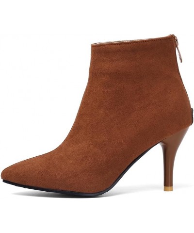 Back Zipper Stiletto – Faux Suede Mid Heel Ankle Boots: The Ideal Blend of Style and Comfort Chocolate Color $21.61 Boots