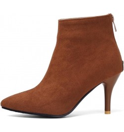 Back Zipper Stiletto – Faux Suede Mid Heel Ankle Boots: The Ideal Blend of Style and Comfort Chocolate Color $21.61 Boots