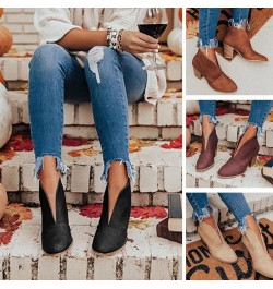 Ankle Boots for Women,Fashion Boot For Women,Women's Boots,Retro V-Cut Platform Round Toe Booties Casual Block Heel Short Wom...