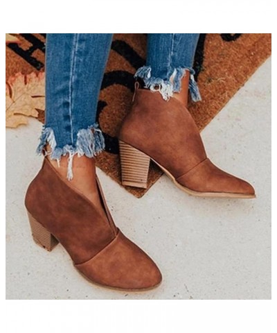 Ankle Boots for Women,Fashion Boot For Women,Women's Boots,Retro V-Cut Platform Round Toe Booties Casual Block Heel Short Wom...