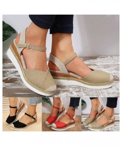 Closed Toe Sandals Women, Platform Sandals Women Comfortable Breathable Buckle Ankle Strap Espadrille Wedge Sandals Black $15...