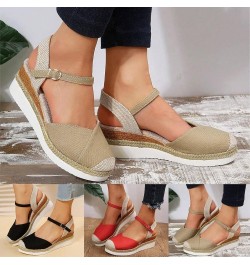 Closed Toe Sandals Women, Platform Sandals Women Comfortable Breathable Buckle Ankle Strap Espadrille Wedge Sandals Black $15...