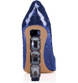 Women Jeweled High Heel Pointed Toe Pump Slip On Sparkling Crystal Bead Heel Sexy Ladies Party Bridal Shoes Size 4-15 US Blue...