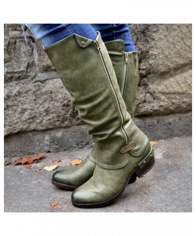 Low Heel Ankle Boots Womens Wedge Boots Cowboy Boots for Women Chunky Heel Western Boots Work Boots Knight Boots Green $20.74...