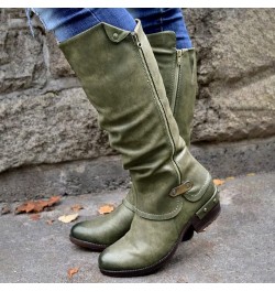 Low Heel Ankle Boots Womens Wedge Boots Cowboy Boots for Women Chunky Heel Western Boots Work Boots Knight Boots Green $20.74...