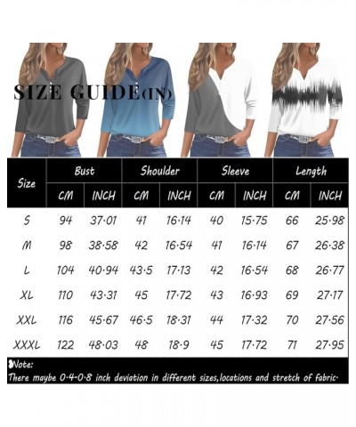 3/4 Sleeve Tops for Women Summer 4th of July Blouses V Neck Button Down T Shirts Fashion Relaxed Fit Clothes 5-light Gray $10...