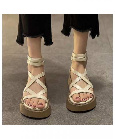 Wedge Sandals for Women beach Dress Heeled Shoes wedges slide sandals for women wedge sandals dressy Z 15-white $18.84 Sandals