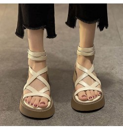 Wedge Sandals for Women beach Dress Heeled Shoes wedges slide sandals for women wedge sandals dressy Z 15-white $18.84 Sandals