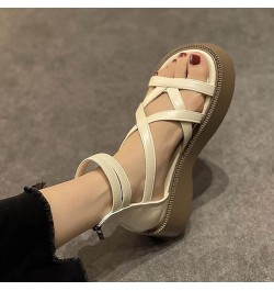 Wedge Sandals for Women beach Dress Heeled Shoes wedges slide sandals for women wedge sandals dressy Z 15-white $18.84 Sandals