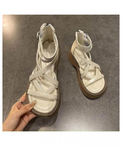 Wedge Sandals for Women beach Dress Heeled Shoes wedges slide sandals for women wedge sandals dressy Z 15-white $18.84 Sandals