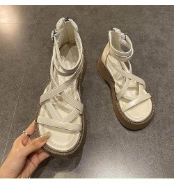 Wedge Sandals for Women beach Dress Heeled Shoes wedges slide sandals for women wedge sandals dressy Z 15-white $18.84 Sandals