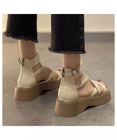 Wedge Sandals for Women beach Dress Heeled Shoes wedges slide sandals for women wedge sandals dressy Z 15-white $18.84 Sandals