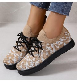 Women's Orthopedic Knit Walking Shoes,Casual Shoes Flat Mesh Fly Woven Breathable Pattern Shallow Mouth Lazy Loafers Beige $3...