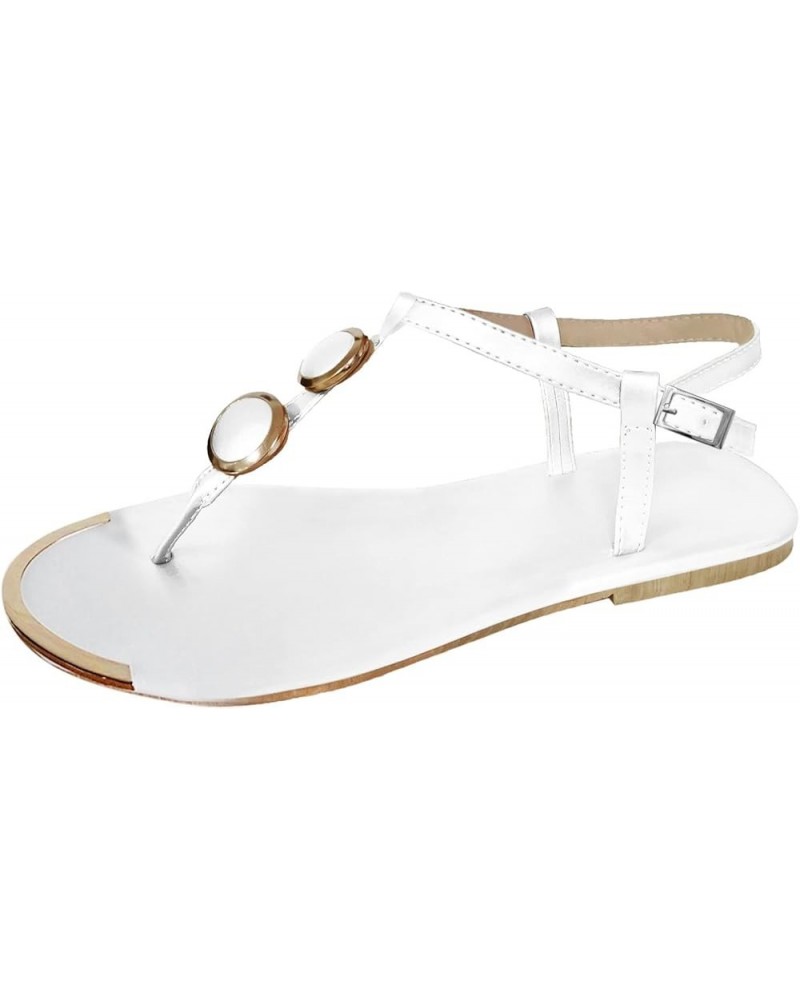 Strappy Sandals for Women Dressy, Women's Roman Strappy Sandals Ankle Buckle Zipper Sandals Summer Breathable Sandals Z1-whit...