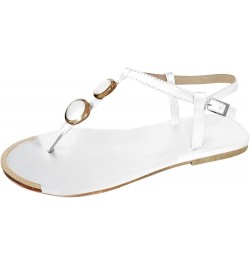 Strappy Sandals for Women Dressy, Women's Roman Strappy Sandals Ankle Buckle Zipper Sandals Summer Breathable Sandals Z1-whit...