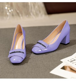 Women's Chunky Block Heel Pumps Closed Square Toe Slip On Patent Buckle Bow Pumps Heels Ladies Work Office Dress Shoes 2.5 In...