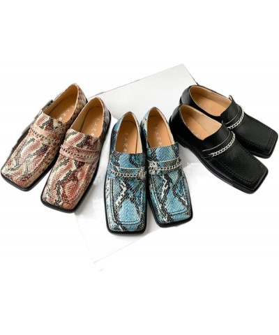 TIFGHK Thick Heel Serpentine British Outer wear Thick Bottom Square Head Flat Mules 33 Heise $37.94 Mules & Clogs