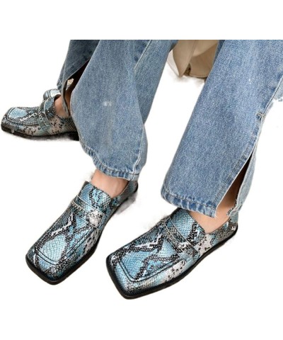 TIFGHK Thick Heel Serpentine British Outer wear Thick Bottom Square Head Flat Mules 33 Heise $37.94 Mules & Clogs