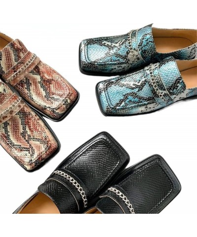 TIFGHK Thick Heel Serpentine British Outer wear Thick Bottom Square Head Flat Mules 33 Heise $37.94 Mules & Clogs