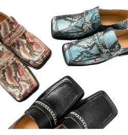 TIFGHK Thick Heel Serpentine British Outer wear Thick Bottom Square Head Flat Mules 33 Heise $37.94 Mules & Clogs