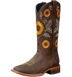 Women's Plus Size Fashion Boots Thick Heel Round Toe Embroidered Short Boots (Khaki, 9.5-10) 9.5-10 Coffee $26.09 Boots