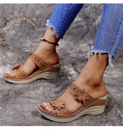 Plantar Faciitis Shoes Orthopedic Flip Flops Women Wide Width Flat Sandals for Women Dressy Brown Sandals for Women Extra Wid...