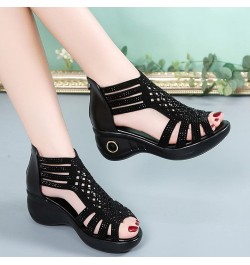 Sandals for Women 2022 womens dress shoes low heel slip womens summer sandals gladiator sandals women Z-03 Black $20.13 Sandals