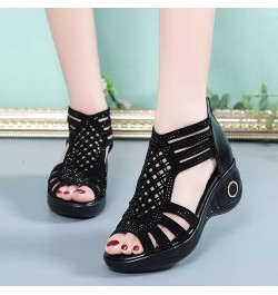 Sandals for Women 2022 womens dress shoes low heel slip womens summer sandals gladiator sandals women Z-03 Black $20.13 Sandals