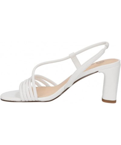 women's Block Heel Sandal Heeled White Leather $12.35 Sandals