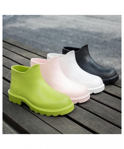 Rain Boots for Women,Women Vintage Solid Waterproof Mid Calf Ankle Boots Cute Fashion Comfortable Garden Shoes A1-black $14.8...