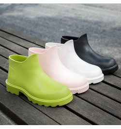 Rain Boots for Women,Women Vintage Solid Waterproof Mid Calf Ankle Boots Cute Fashion Comfortable Garden Shoes A1-black $14.8...