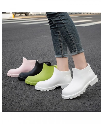 Rain Boots for Women,Women Vintage Solid Waterproof Mid Calf Ankle Boots Cute Fashion Comfortable Garden Shoes A1-black $14.8...