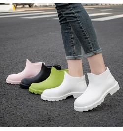 Rain Boots for Women,Women Vintage Solid Waterproof Mid Calf Ankle Boots Cute Fashion Comfortable Garden Shoes A1-black $14.8...