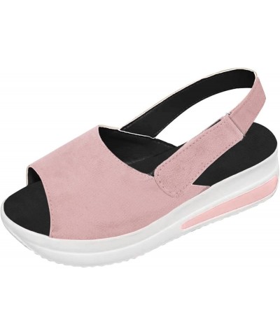 Women Slingback Wedges Platforms Sport Casual Fashion Women's Sandals Shoes Beach Toe Women's casual shoes Pink $10.85 Sandals