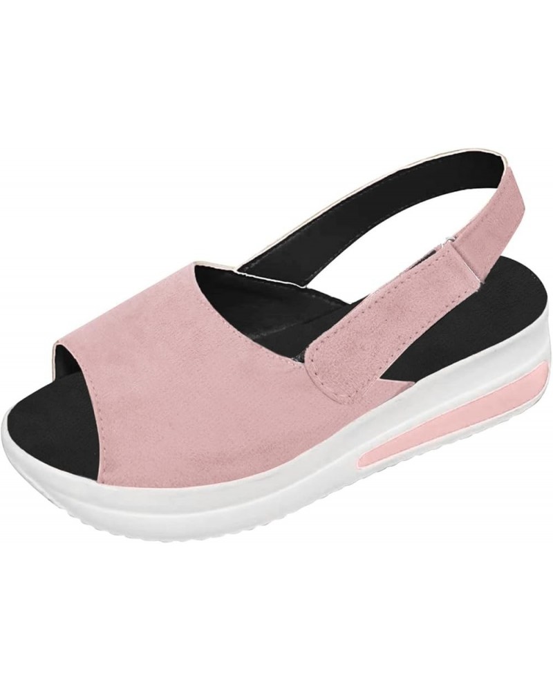 Women Slingback Wedges Platforms Sport Casual Fashion Women's Sandals Shoes Beach Toe Women's casual shoes Pink $10.85 Sandals