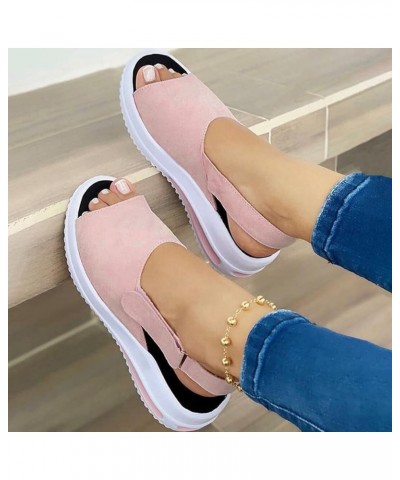 Women Slingback Wedges Platforms Sport Casual Fashion Women's Sandals Shoes Beach Toe Women's casual shoes Pink $10.85 Sandals