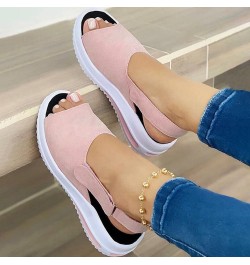 Women Slingback Wedges Platforms Sport Casual Fashion Women's Sandals Shoes Beach Toe Women's casual shoes Pink $10.85 Sandals