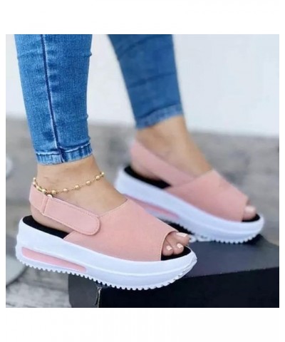 Women Slingback Wedges Platforms Sport Casual Fashion Women's Sandals Shoes Beach Toe Women's casual shoes Pink $10.85 Sandals