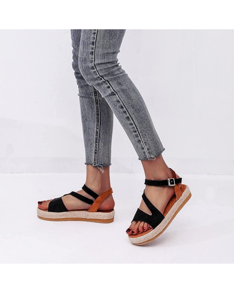 Women's Sandals Women's Comfort Ankle Strap Platform Sandals, Women's Open Toe Backstrap Espadrille Sandal, Summer Casual Fla...