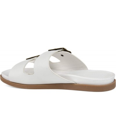 Brinley Co. Womens Dual Strap Buckle Detail Sandal White $25.20 Sandals