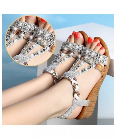 Flat Sandals for Women Platform Espadrilles Sandal Block Heeled Open Toe Buckle Comfortable Slides Sandal 51-htrns-6-silver $...