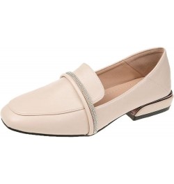 Women's Vegan Leather Dress Shoes Slip on Work Business Low Heel Square Toe Fashion Elegant Penny Loafers Beige $24.44 Pumps