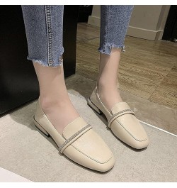 Women's Vegan Leather Dress Shoes Slip on Work Business Low Heel Square Toe Fashion Elegant Penny Loafers Beige $24.44 Pumps