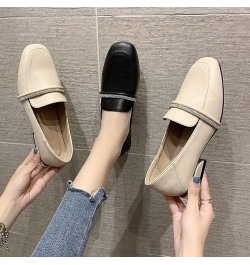 Women's Vegan Leather Dress Shoes Slip on Work Business Low Heel Square Toe Fashion Elegant Penny Loafers Beige $24.44 Pumps