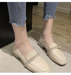 Women's Vegan Leather Dress Shoes Slip on Work Business Low Heel Square Toe Fashion Elegant Penny Loafers Beige $24.44 Pumps