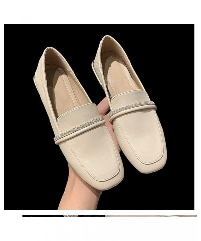 Women's Vegan Leather Dress Shoes Slip on Work Business Low Heel Square Toe Fashion Elegant Penny Loafers Beige $24.44 Pumps