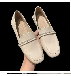 Women's Vegan Leather Dress Shoes Slip on Work Business Low Heel Square Toe Fashion Elegant Penny Loafers Beige $24.44 Pumps