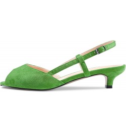 Women Pumps Peep Open Toe Ankle Strap Slingback Kitten Low Heel Dress Shoes Sandals Suede Office Wedding Shopping Light Green...